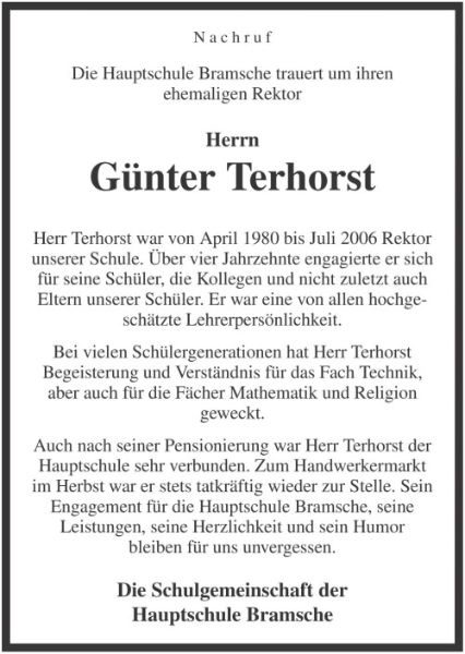 Nachruf Terhorst