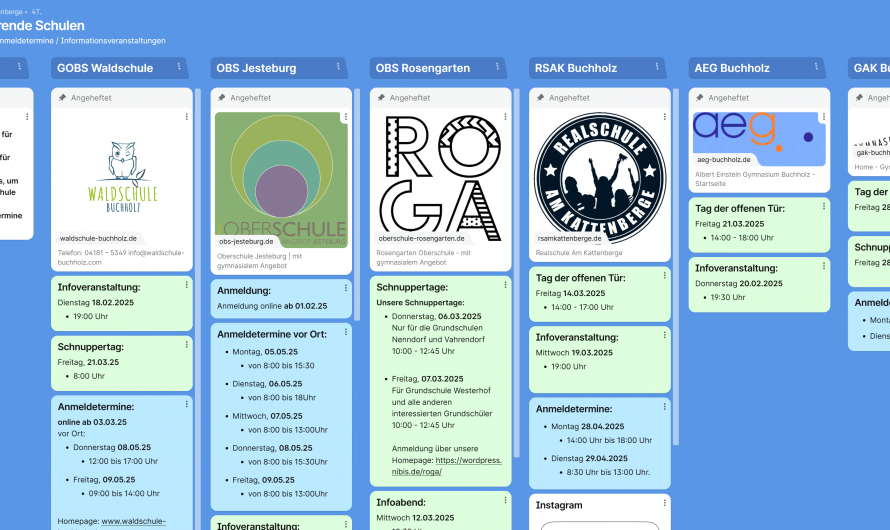 Padlet der weiterführenden Schulen