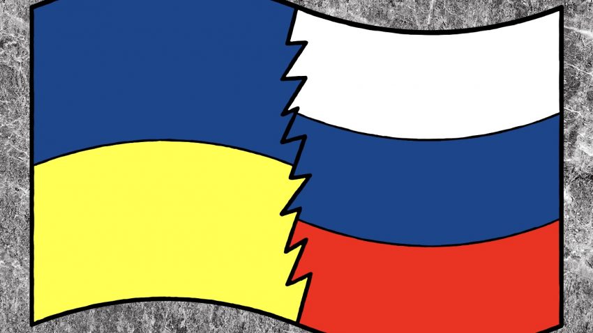Ukraine Russland Flagge gemischt