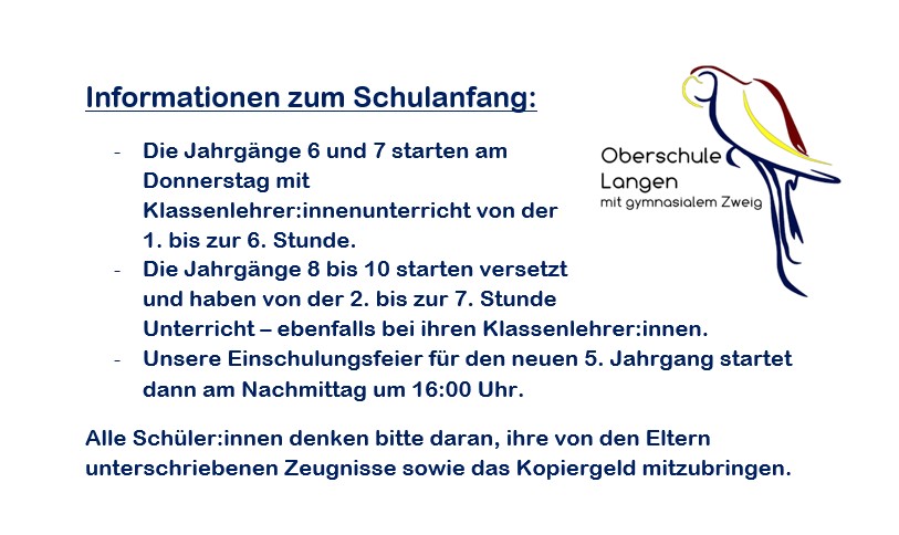 August 2023 – Offizielle Website Der Oberschule Langen