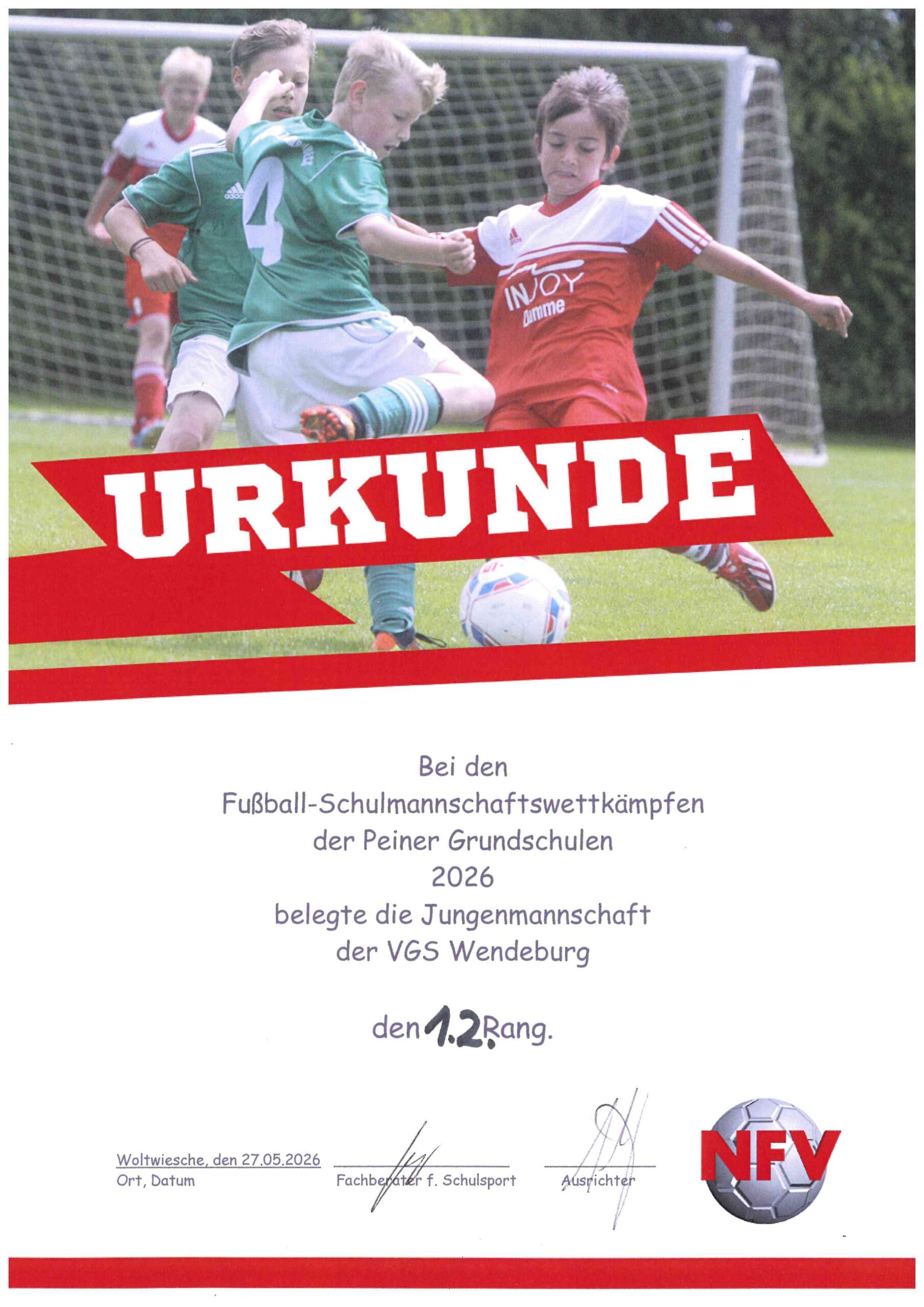 Urkunde Jungenteam