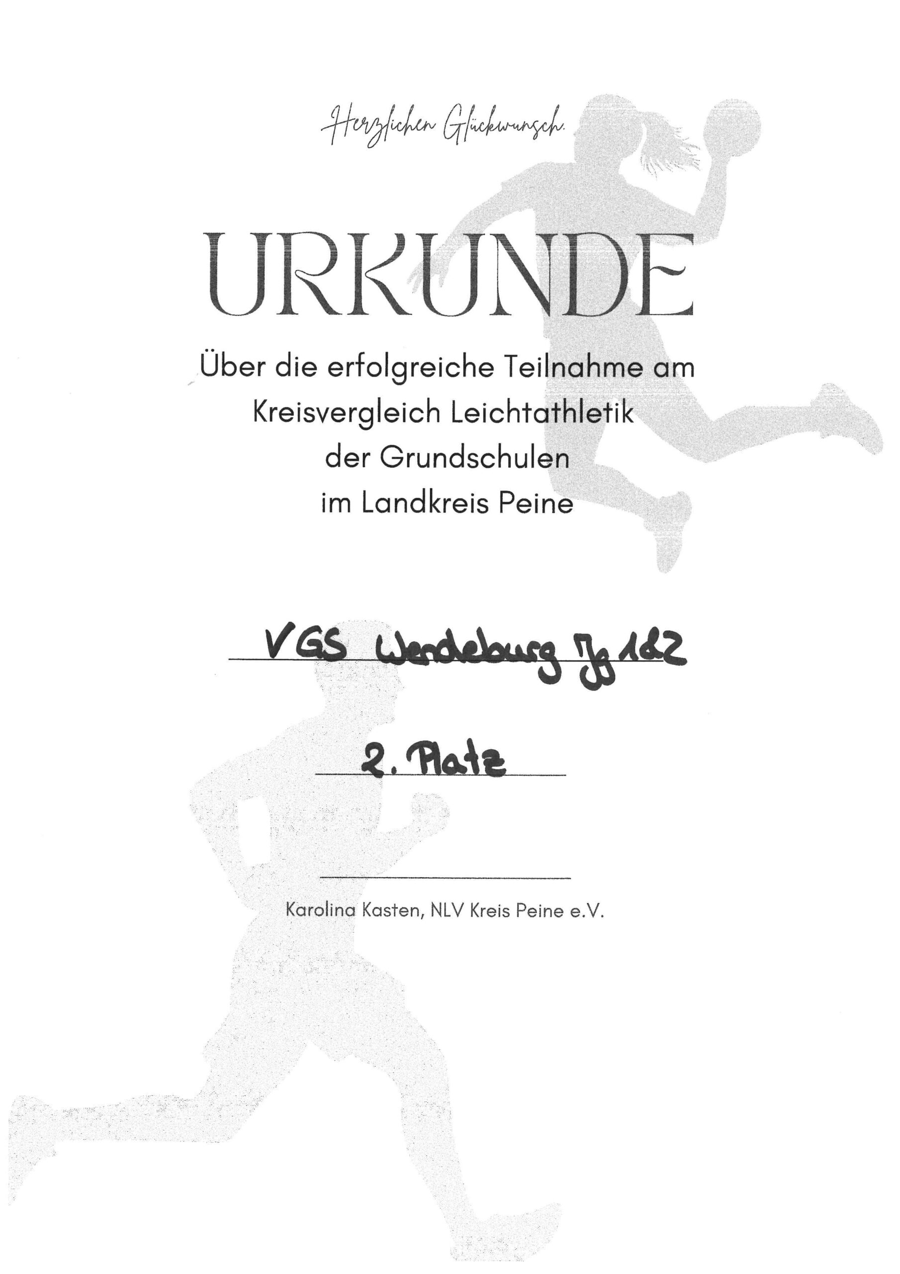 Urkunde Leichtathletik